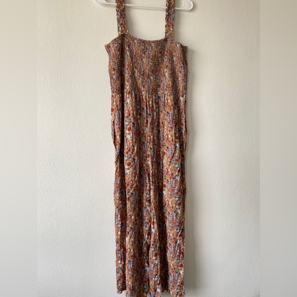 Aritzia Wilfred Chianti Floral Smocked Square Neck Jumpsuit Terracotta - 2XL - Picture 5 of 5